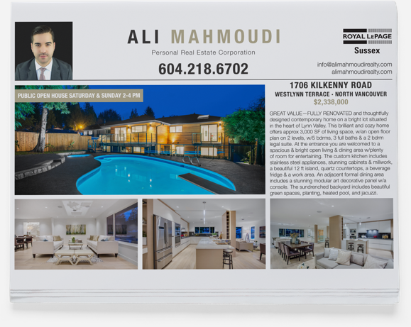 Realtor Branding for Ali Mahmoudi print branding (North Vancouver)