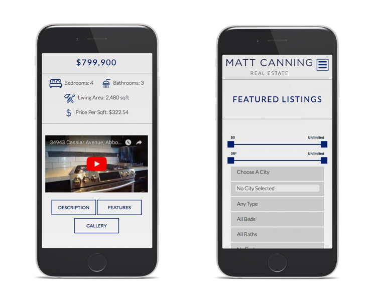 Real estate marketing website design mobile view for Matt Canning, Fraser Valley