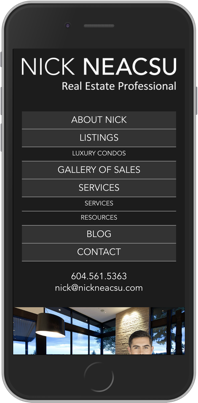 Nick Neacsu real estate agent website mobile design display