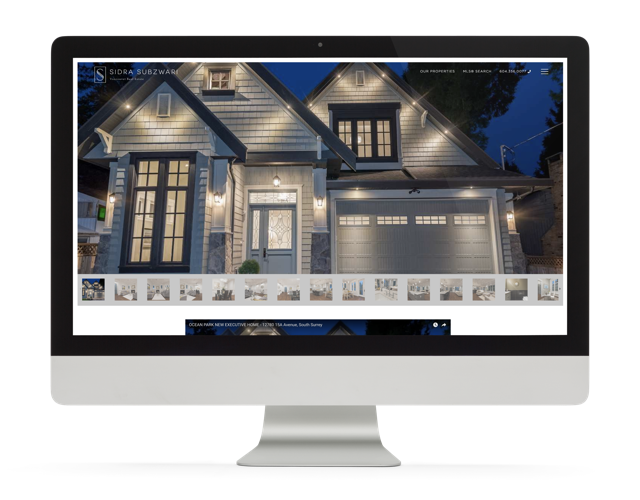 Sidra Subzwari Real estate marketing website design display