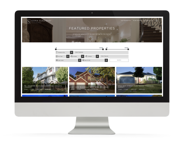 Sidra Subzwari Real estate marketing website design display