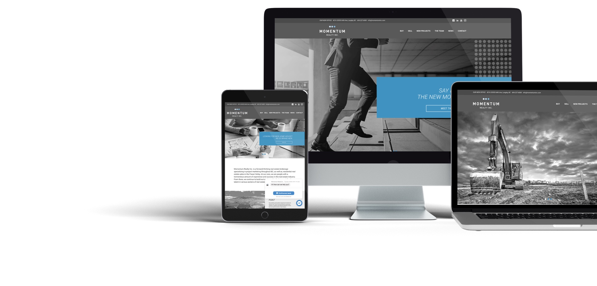 Custom website design for Langley BC brokerage Momentum Realty Inc. 