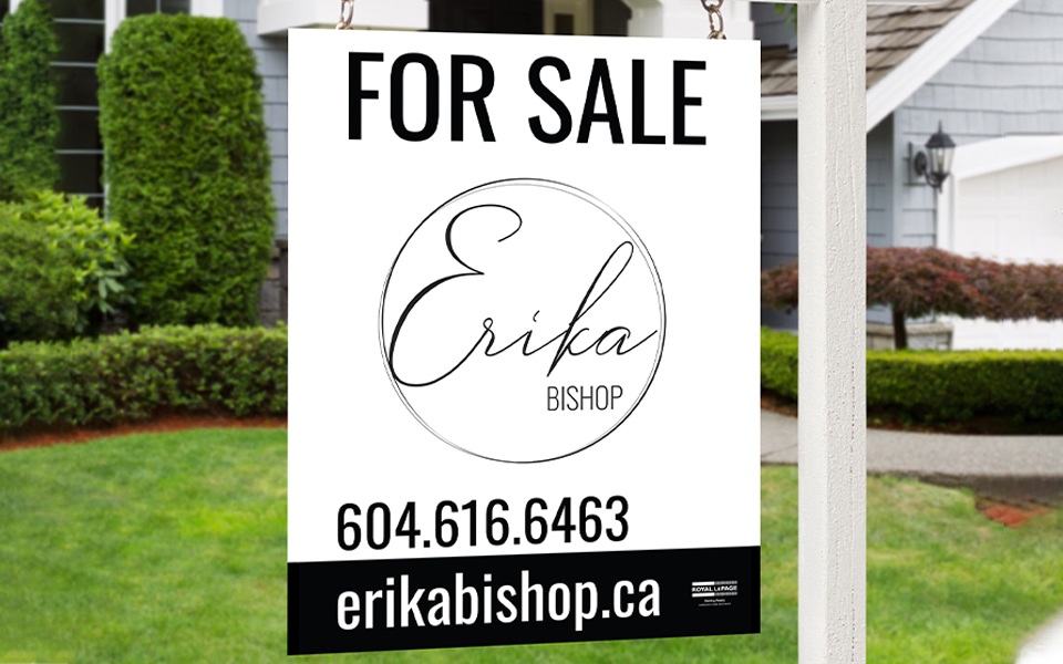 Custom lawn (for sale) sign design with branding for local Realtor®