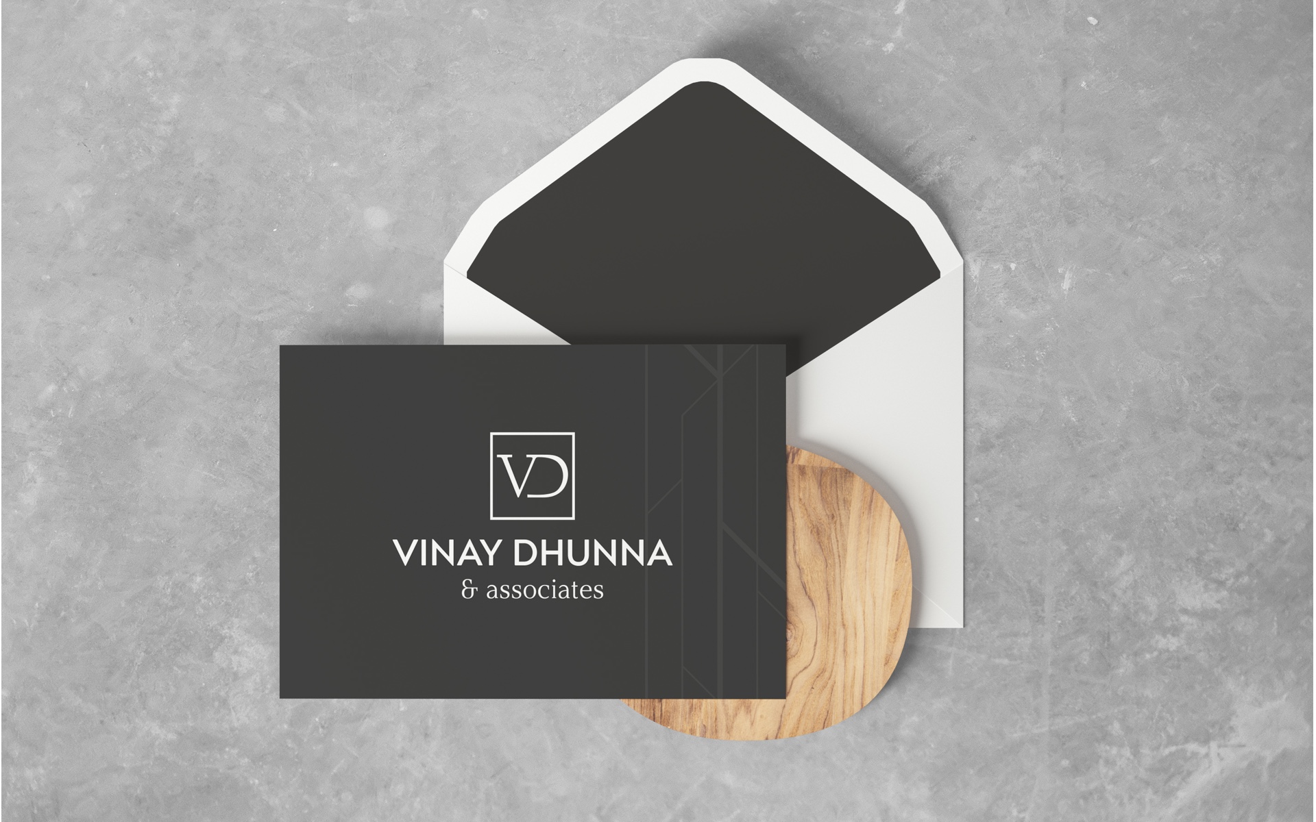 Vinay Dhunna's thank you card and envelope.