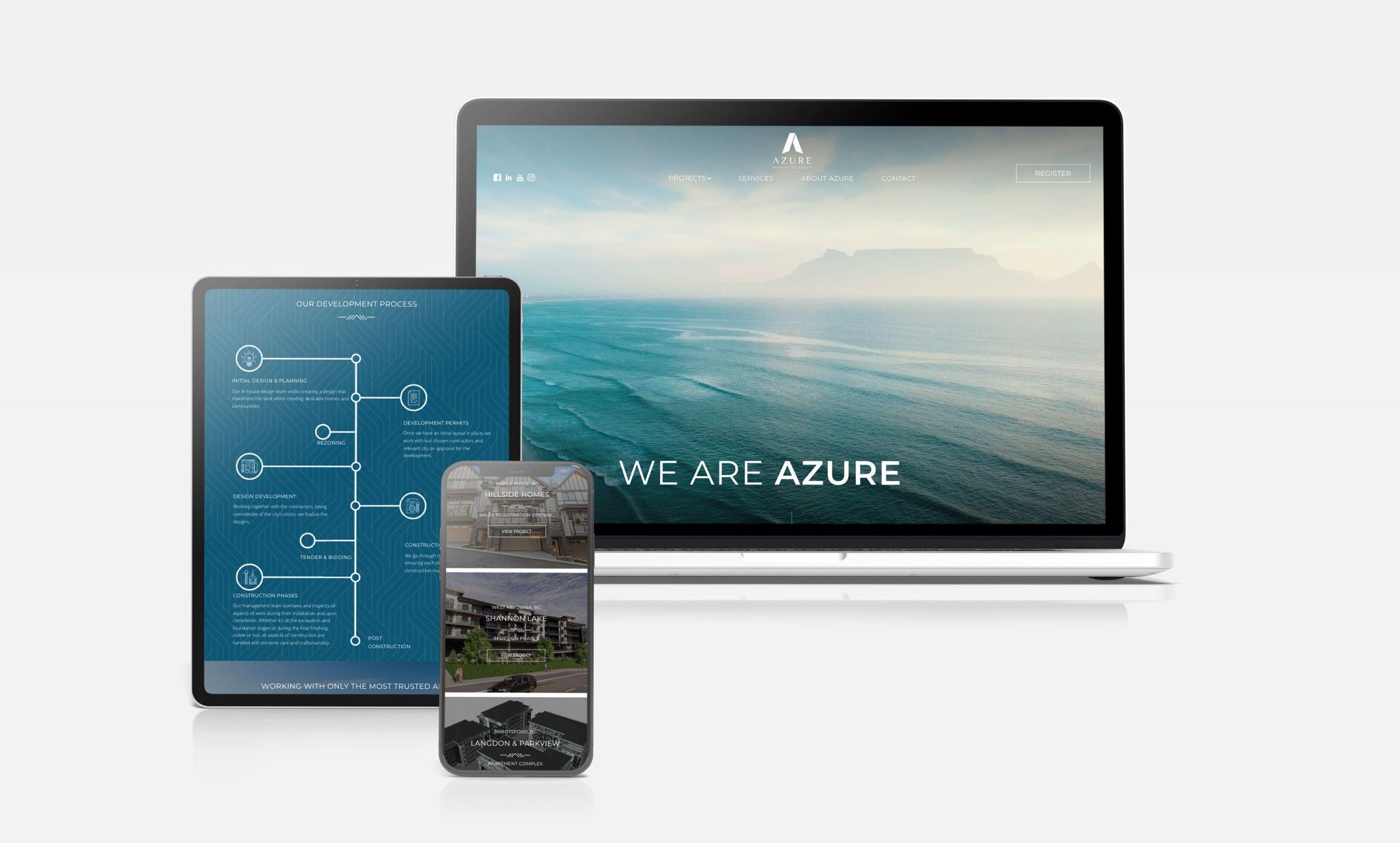 Azure Properties Group website displayed on different devices.