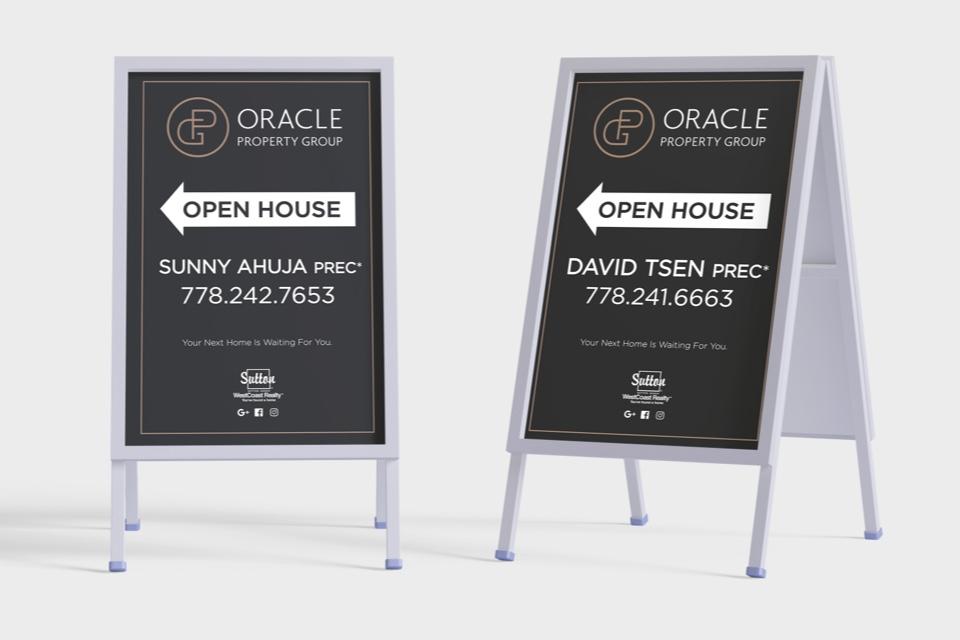 Eye-catching open house A-Frame signs for these Sutton Group Realtors®